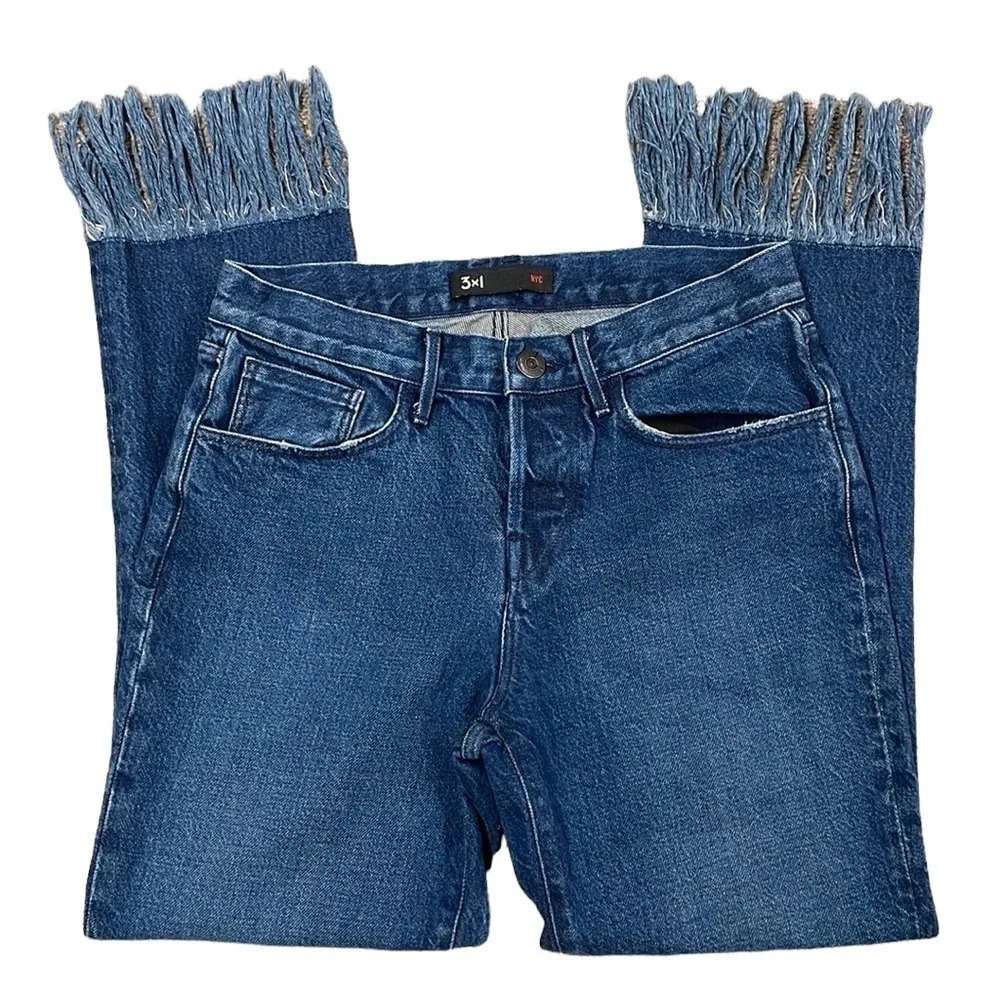 3x1 Jeans Fringe Straight Crop Jean - Picture 7 of 12